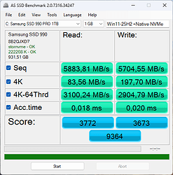 AMD-X570 Samsung 990 AS SSD Benchmark with Native NVMe Support
