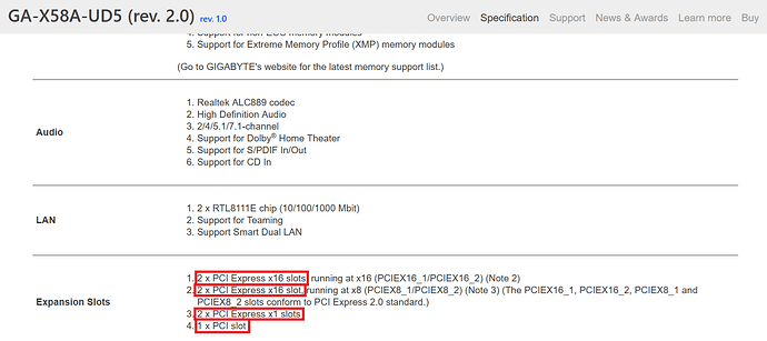 Expension Slots of GA-X58A-UD5