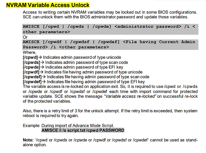 AMISCE NVRAM Variable Access Unlock