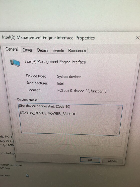 Intel ME menu disappears from BIOS setup, IME Code 10, STATUS_DEVICE