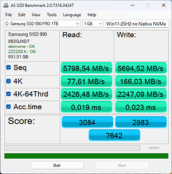 AMD-X570 Samsung 990 AS SSD Benchmark without Native NVMe Support