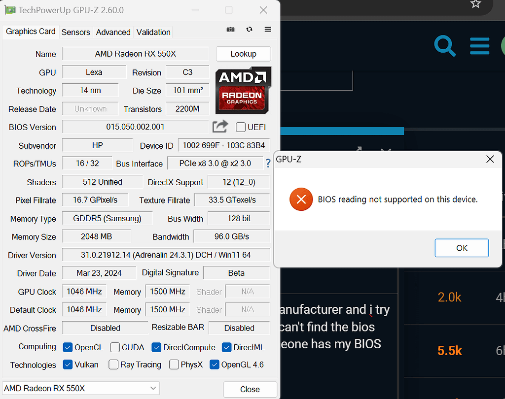 [HELP] HP Radeon RX 540 BIOS - Other Tools (not BIOS modding related ...