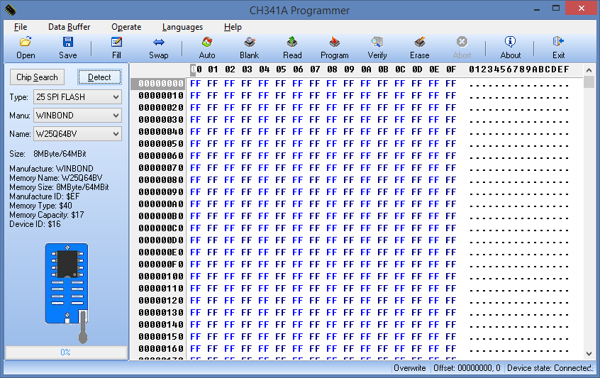 USB программатор 24 EEPROM и 25 SPI FLASH на CH341A