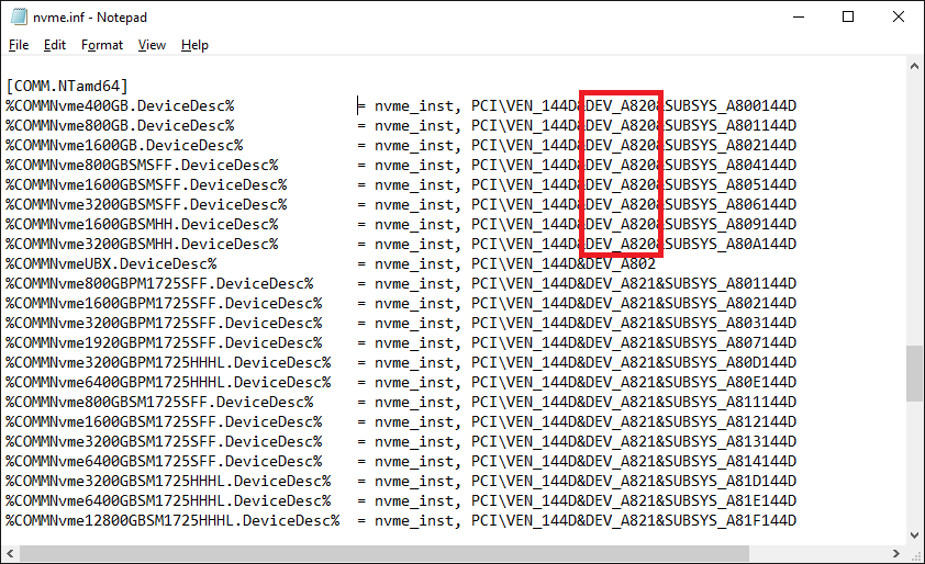 Samsung NVMe driver v1.4.7.6 - supported Controllers.png