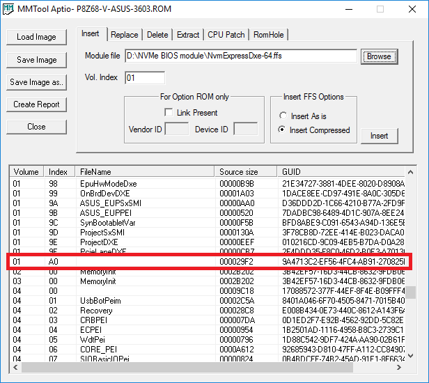 NvmeExpress module successfully inserted.png