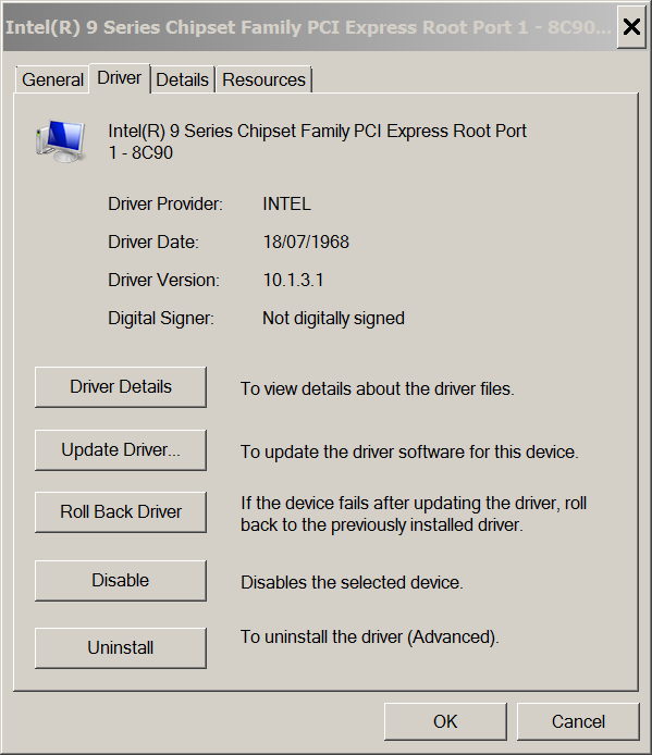 Intel(R) 9 Series Chipset Family PCI Express Root Port 1 - 8C90 Properties.png