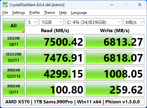 AMD X570+1TB Sams.990Pro+Phison1500