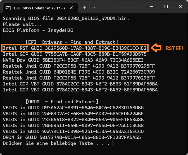 Removal Intel RST EFI Module